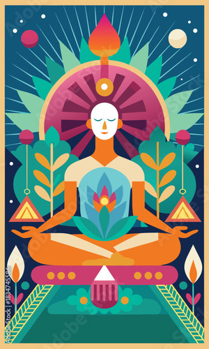 Find inner peace and spiritual growth with this beautifully designed meditation artwork for yoga studios, wellness brands, and mindful living campaigns.