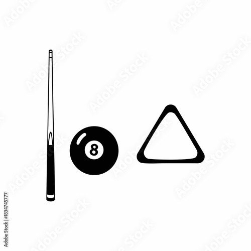 silhouette image of billiard equipment icon vector on white background