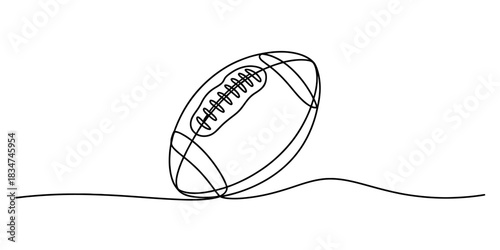 Continuous line drawing of an american football, minimalist design, graphic illustration for sports, games, and competition concepts Vector, illustration