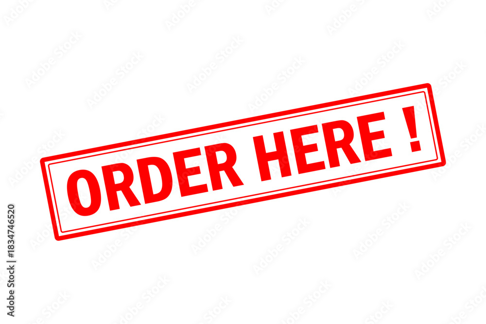 Fototapeta premium ORDER HERE ! - Red Rubber Stamp with text ORDER HERE ! 
