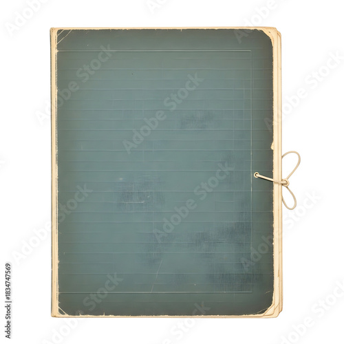 Vintage blue cardboard archive document folder with string tie closure isolated PNG with Transparent Background
