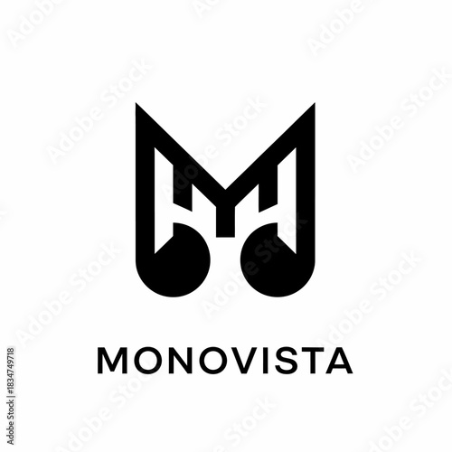 Monovista logo design featuring musical notes and a modern minimalist aesthetic.