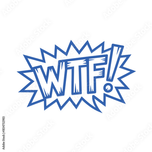 Blue comic book style wtf exclamation burst