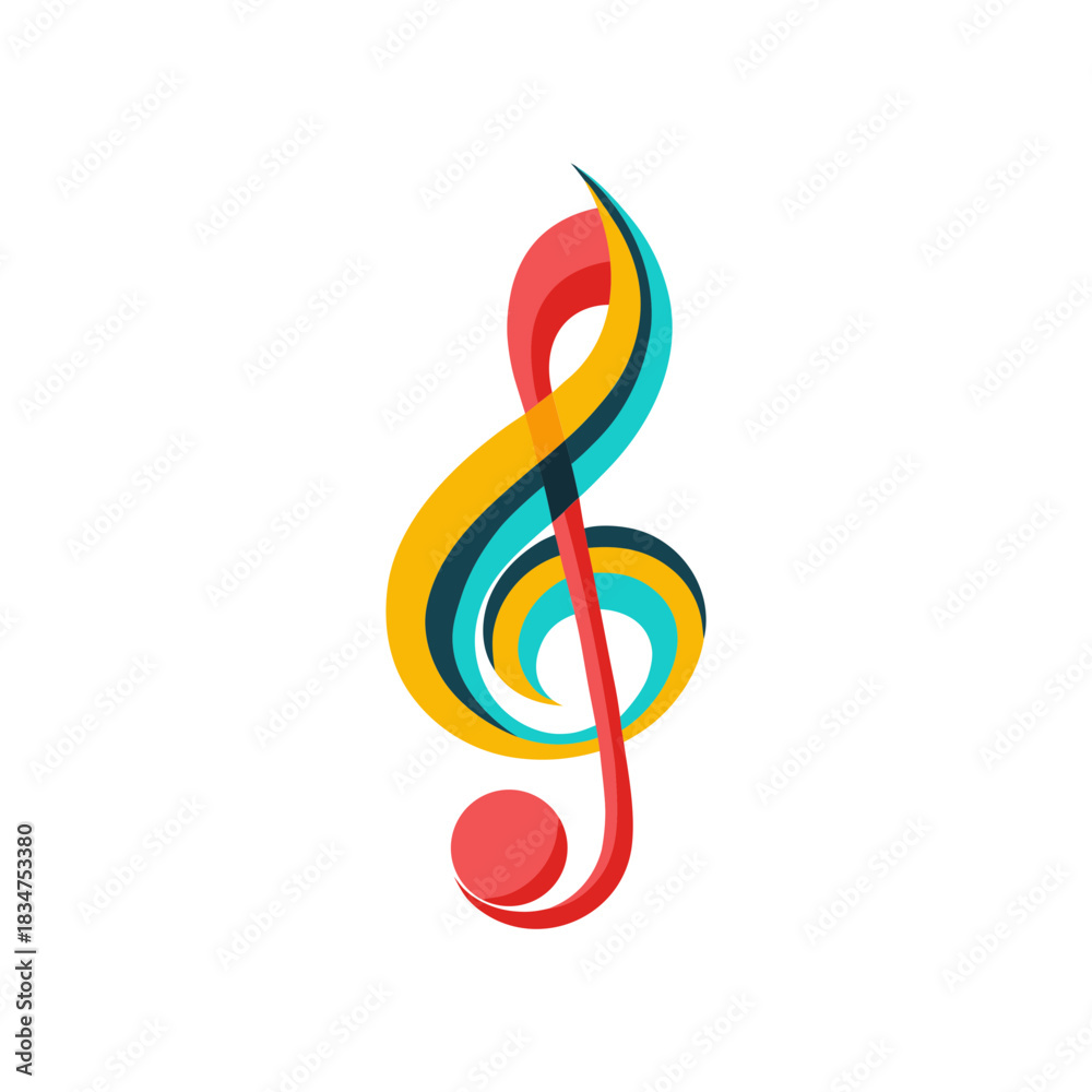 Fototapeta premium Stylized Musical Note Abstract Illustration