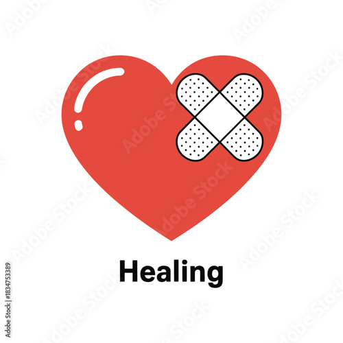 Red heart with bandage symbolizing healing and recovery