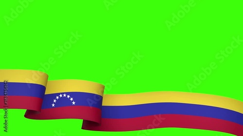 Waving Venezuela Flag Ribbon on greenscreen background