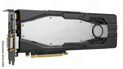 High Performance Graphics Card With Silver Accents And Black Casing On Transparent Background Detail Of Computer Hardware Component