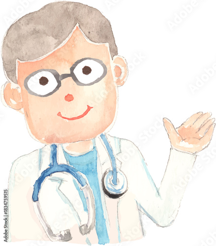 医者の水彩イラスト　ベクター