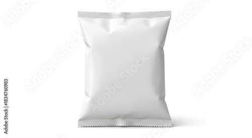 Blank white snack food bag mockup isolated on white background