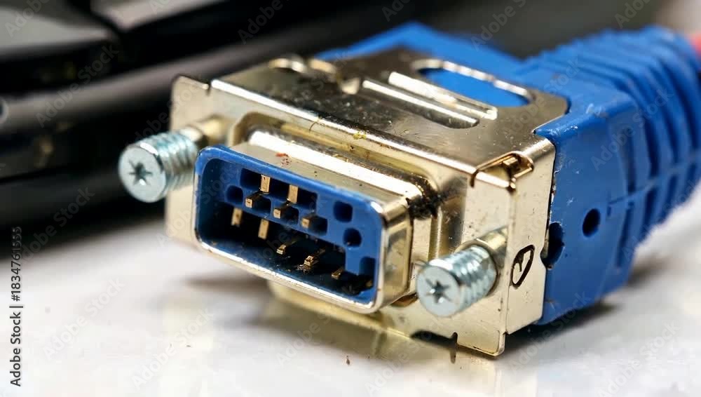 custom made wallpaper toronto digitalClose up view of a blue VGA computer monitor cable connector.