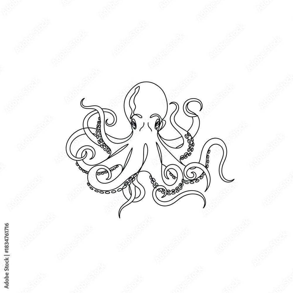 Obraz premium Intricate line art drawing of a majestic octopus