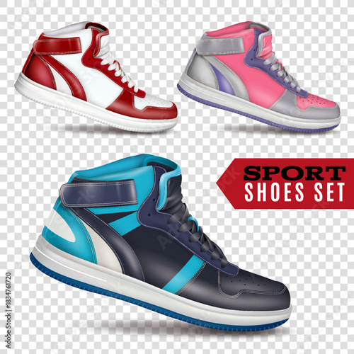 color sport shoes transperent set