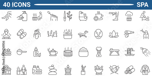 Spa line icon set. Outline icon collection. Editable stroke. Vector illustration