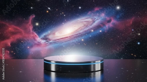 Wallpaper Mural Cosmic product showcase: Galactic podium presentation with stunning galaxy backdrop Torontodigital.ca