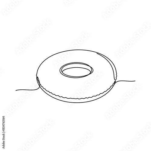 Minimalist line drawing of a round inner tube or donut shape