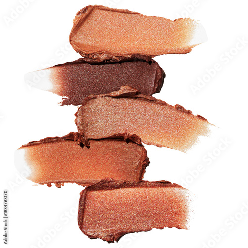 Glamorous shimmering bronzer swatches for luxurious makeup looks, perfect for beauty blogs, cosmetics ads, and stunning highlighters