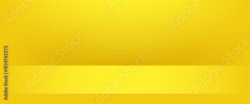 empty studio room. Yellow limbo background. 3d abstract studio room. Yellow gradation gradient empty wall backdrop. Back ground horizontal mockup product presentation.