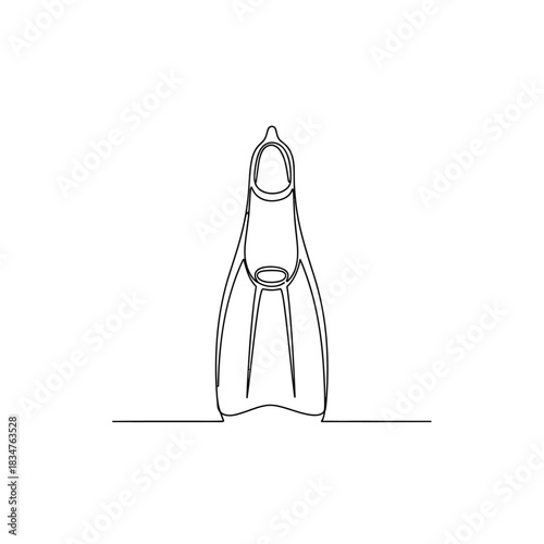 Minimalist line drawing of a single swimming fin