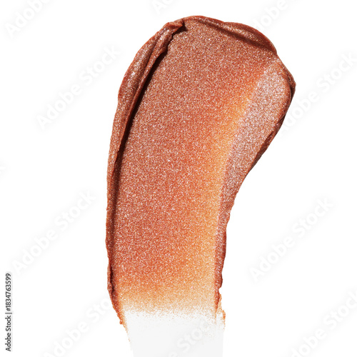 Bronze shimmer cream makeup swatch for beauty product ads, conveying luxury, elegance, and a natural glow for radiant skin campaigns