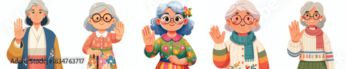 vector grandmother hand gesture stop