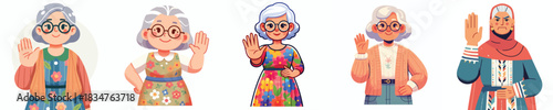 vector grandmother hand gesture stop