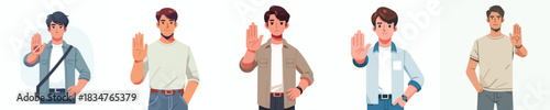 vector man hand gesture stop