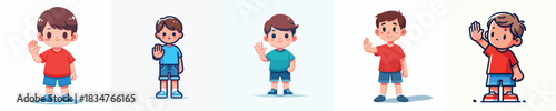 vector little boy hand gesture stop
