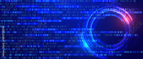 Blue Binary Data Software Programming Code Background. Random Parts of Program Code. Digital Data Technology Concept. 1 0 Machine Code. Random Binary Data Matrix Wide Vector Illustration.