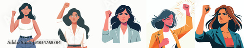 vector of a woman clenching his fists up