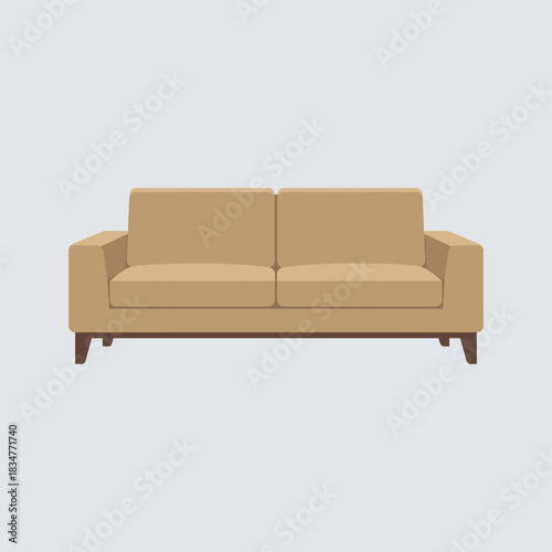 A modern beige two-seater sofa with simple design, suitable for indoor living room decoration.