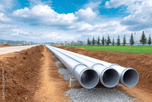 Wallpaper Mural Large industrial pipes preparing for pipeline construction Torontodigital.ca