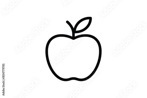 Apple fruit icon for healthy food and nutrition apps, minimalist line art symbol