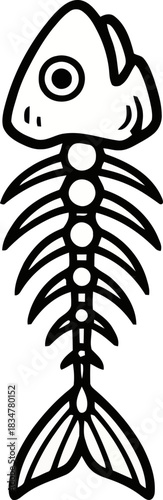 
Fish Skeleton Outline Icon Anatomy, Marine Biology, and Fishing Catch Vector
