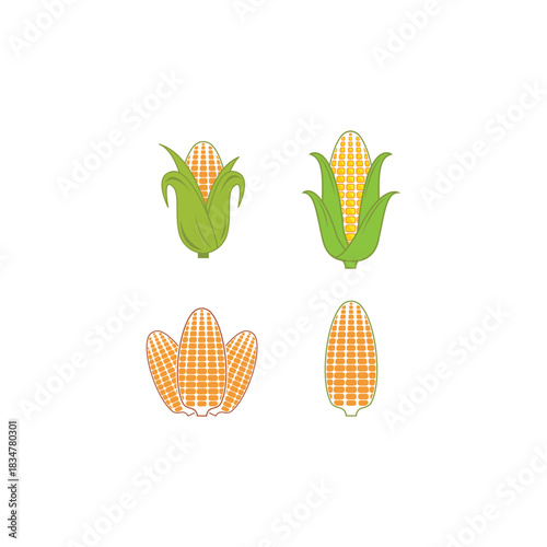 Four stylized images of corn