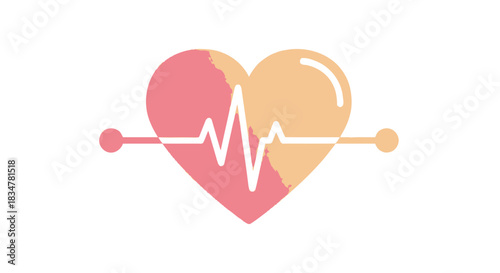 Stylized two-tone heart with a white heartbeat line illustration.