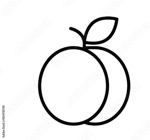 Healthy food and fruit symbol for grocery apps, menu design and diet tracking, minimalist outline icon