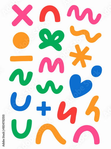 Colorful summer beach icons set with education alphabet fridge magnets for children's learning text words