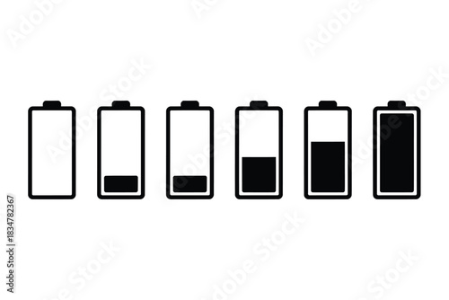 Battery level indicator icon set vector illustration of energy status isolated on white background for user interface design