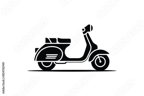 Retro scooter vector illustration classic Italian motorcycle icon isolated on white background