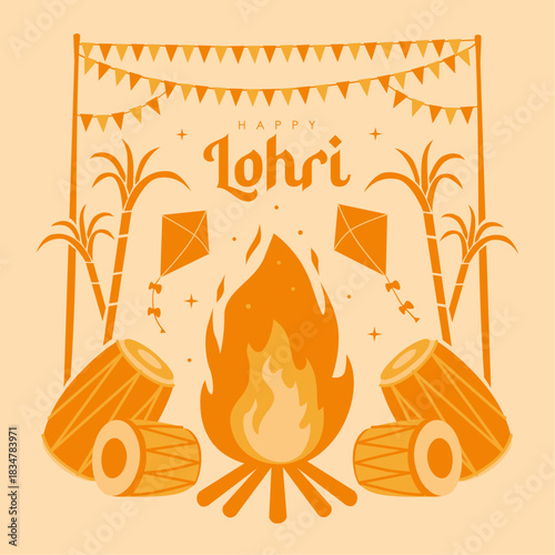 vector happy lohri poster template