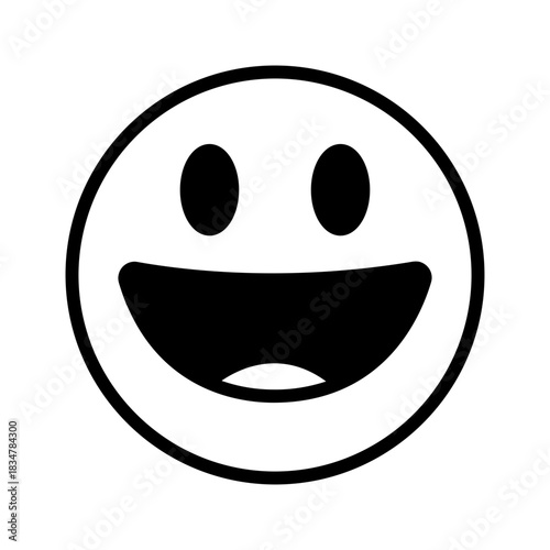 Vector solid black icon for Grinning face