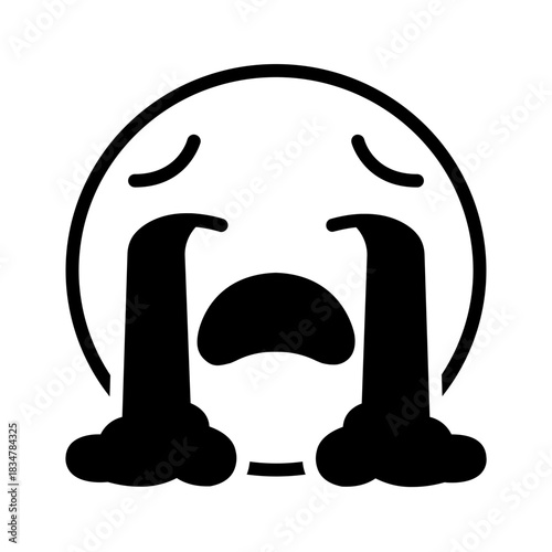 Vector solid black icon for Loudly crying