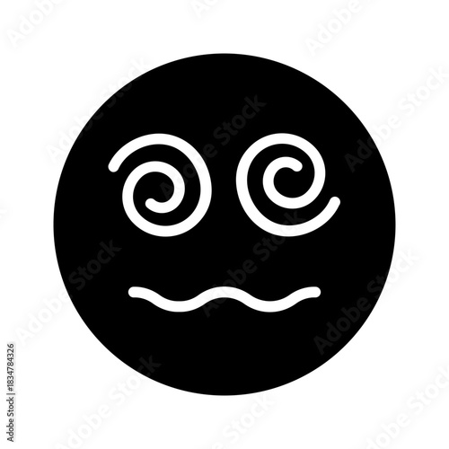 Vector solid black icon for Fainted face