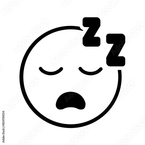Vector solid black icon for Sleeping face
