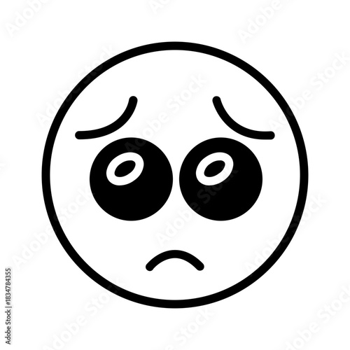 Vector solid black icon for Pleading face