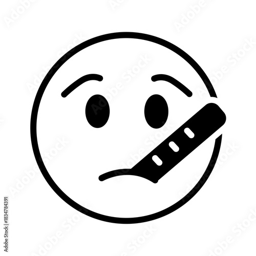 Vector solid black icon for Unwell face