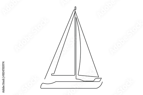 Sailboat icon continuous one line drawing minimalist style isolate outline