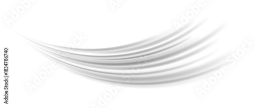 Light wind lines effect. Air flow stream wave motion trace. Grey curved speed element. Swoosh or swash stripe path design illustration. Air conditioner blow concept. Vector twirl swish background