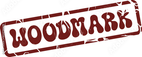 Classic distressed brown WOODMARK text in a grunge rubber stamp for timber product labeling