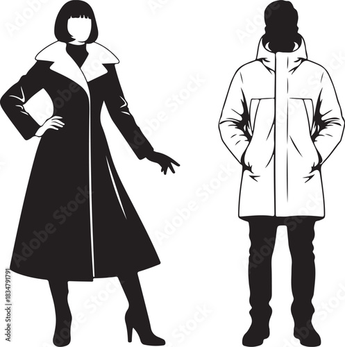 Woman in long coat stylish silhouette

Woman fashion model standing in boots

Woman elegant silhouette winter apparel